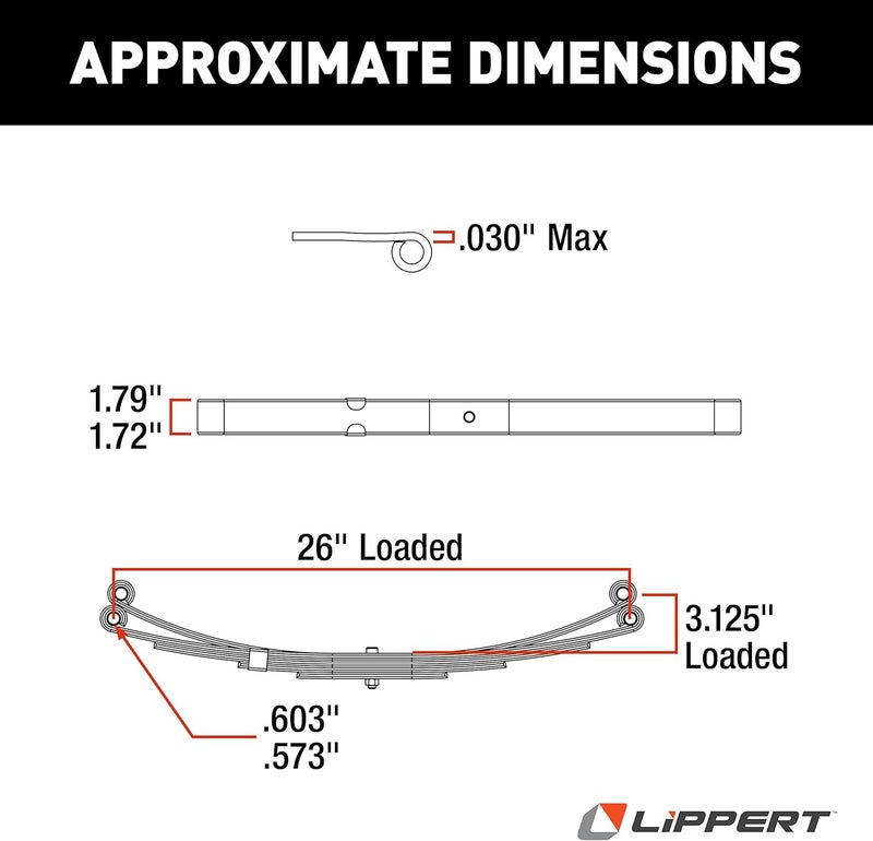 Lippert Components Lippert Replacement Leaf Spring for RV Trailer Suspension System - 26", 2,200-lb. Weight Capacity, Exact-Match Component Part - 72-78 - Image 2